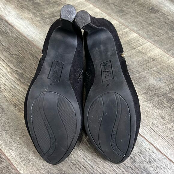 Marc Fisher September 2 Black Heeled Bootie Size 8 Gold Zipper 4” Heel Boots - Picture 9 of 11